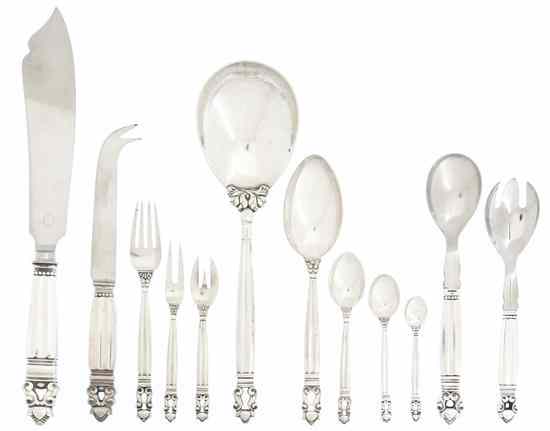 Appraisal: A Collection of Danish Sterling Silver Flatware Articles Georg Jensen