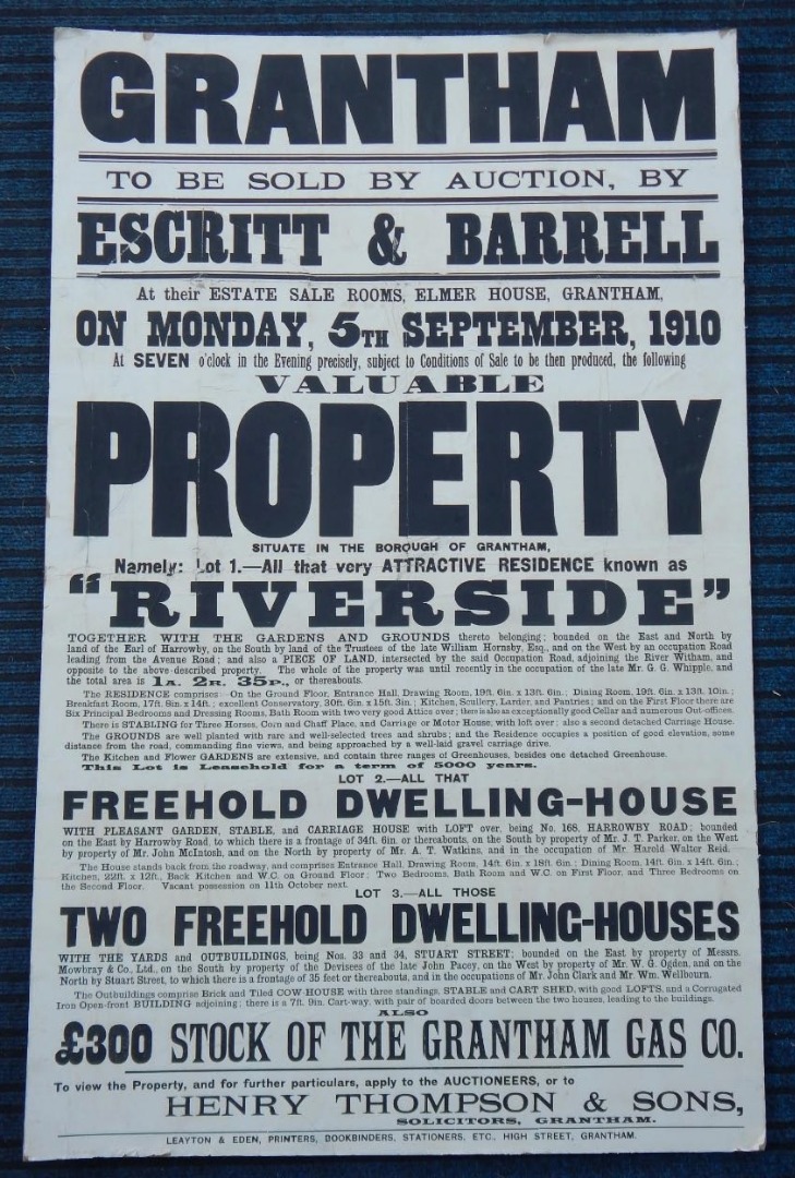 Appraisal: An early thC property auction poster for the area of