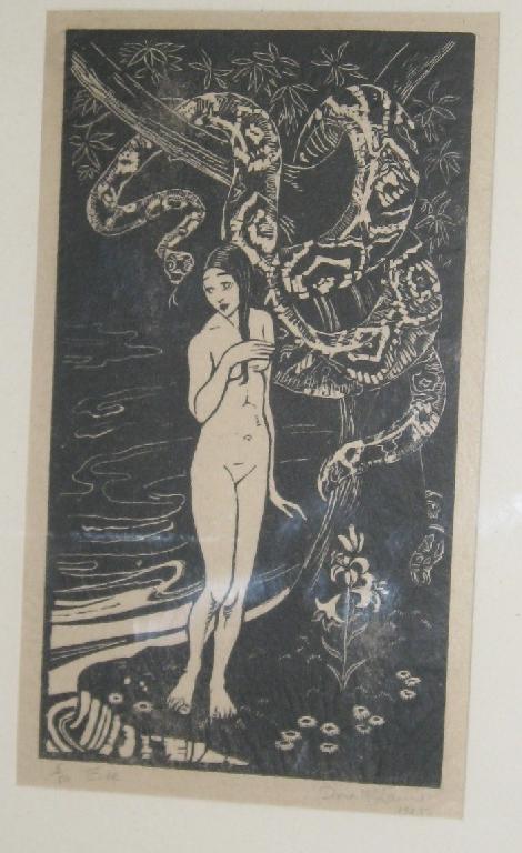 Appraisal: DORA McLAREN Eve pencil signed numbered and dated woodcut Pl