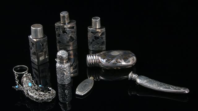 Appraisal: Comprising of four with silver overlay three th century Continental