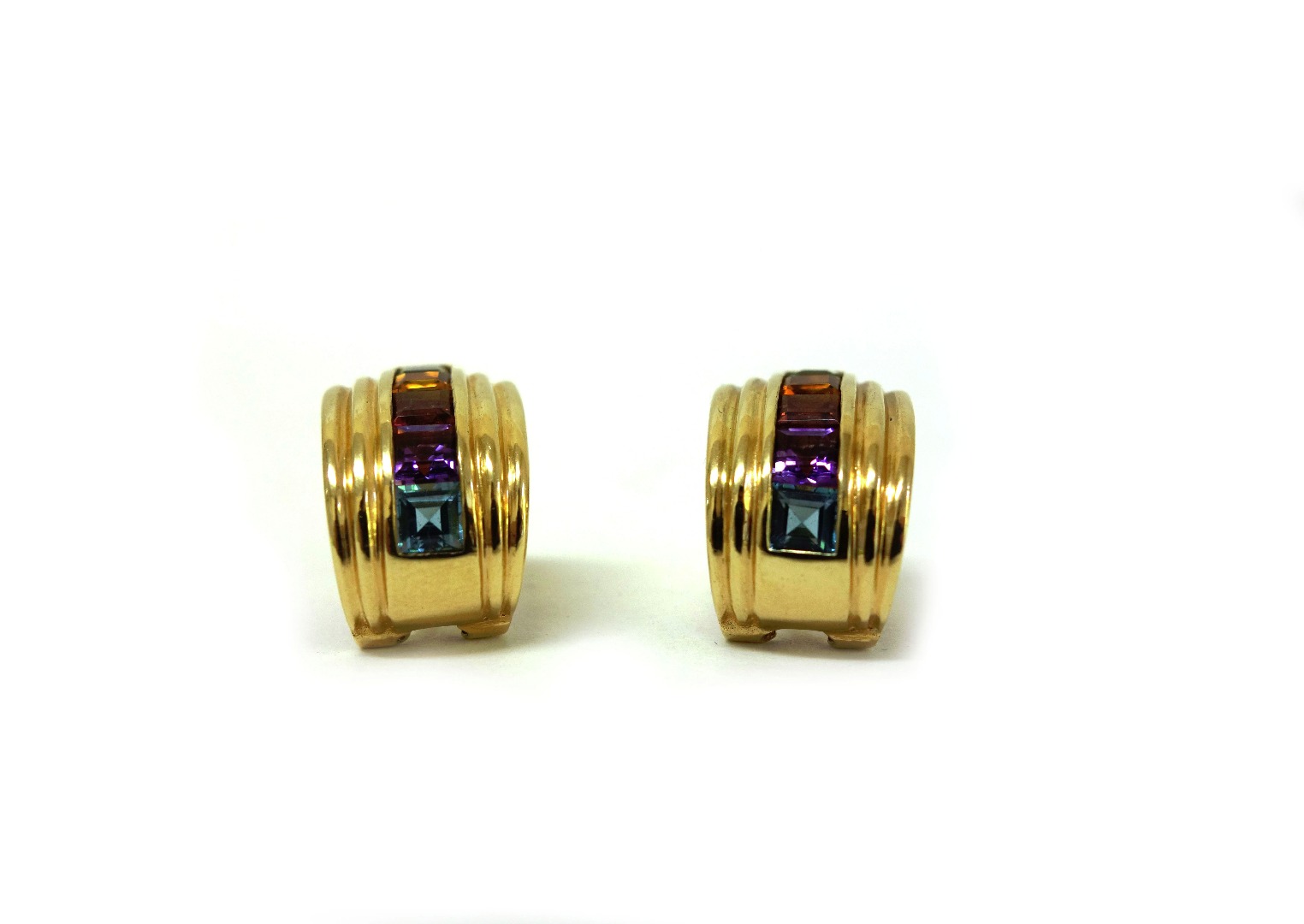 Appraisal: A pair of ct yellow gold and tourmaline set earrings