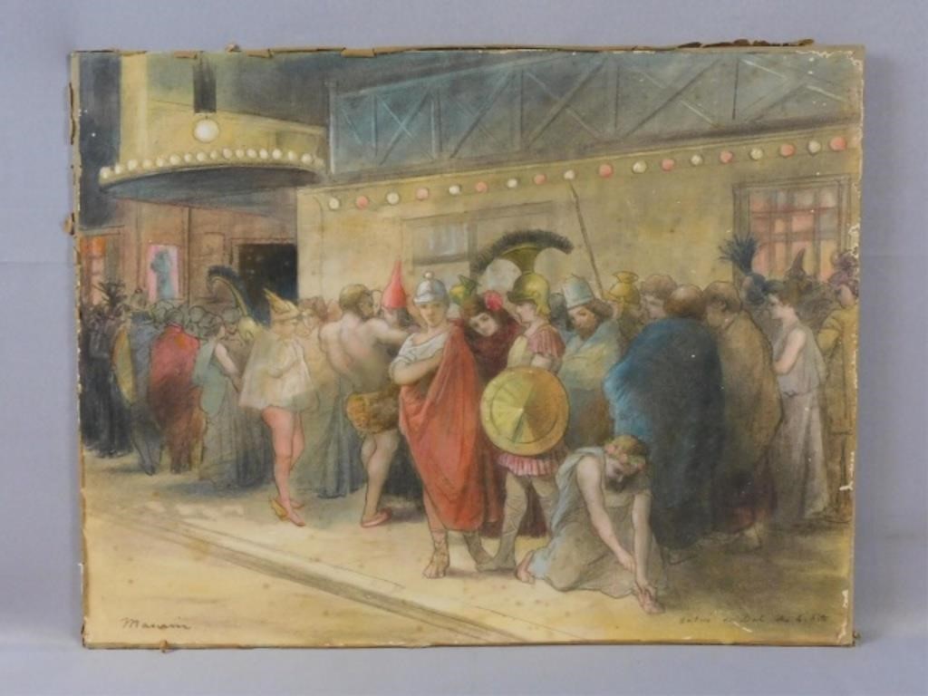 Appraisal: CHARLES MAURIN - FRANCE ENTRANCE TOthe Ball mixed media on