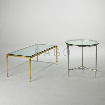 Appraisal: MAISON JANSEN Coffee table and occasional table France s Brass