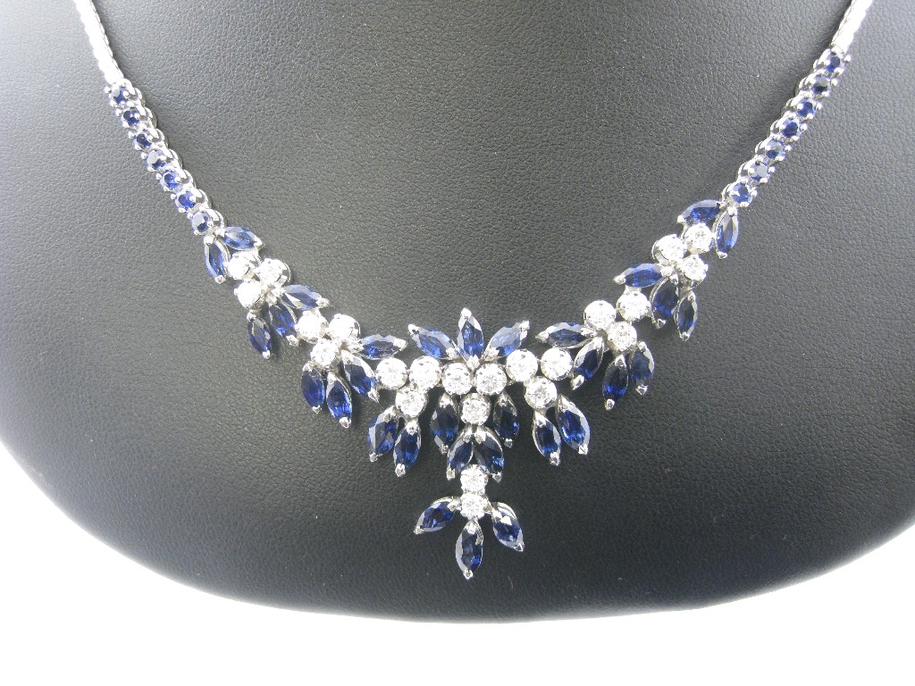 Appraisal: A Sapphire and Diamond Necklace the front claw-set thirty two