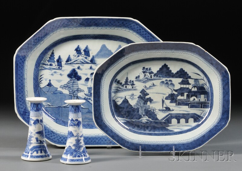 Appraisal: Two Chinese Export Porcelain Canton Platters and a Pair of