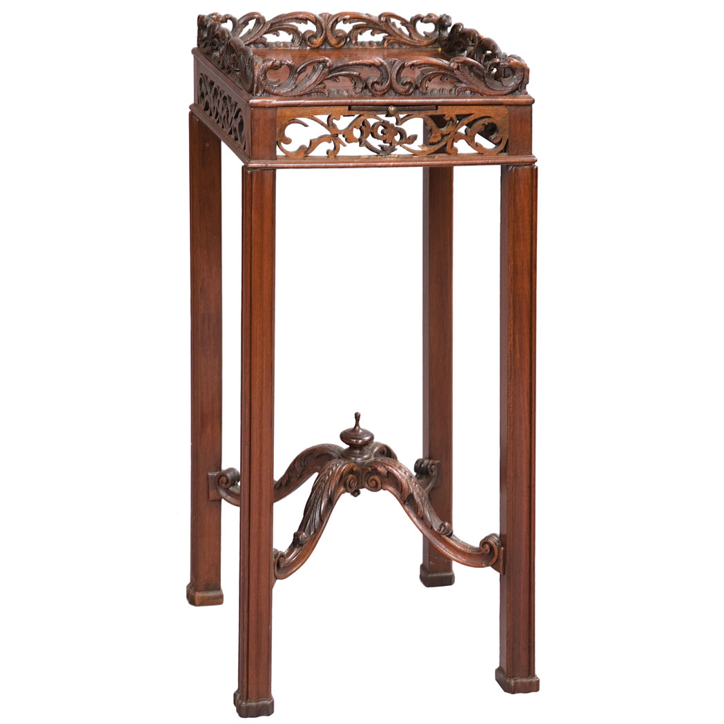 Appraisal: George III Mahogany Kettle Stand The rectangular top with acanthus