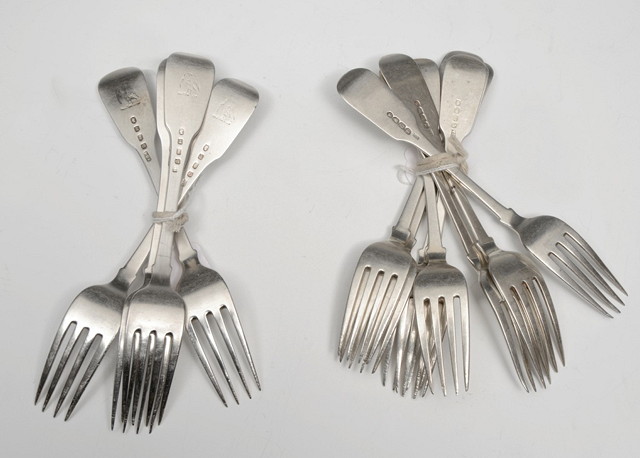 Appraisal: TWELVE IRISH SILVER DESSERT FORKS Dublin and ozs