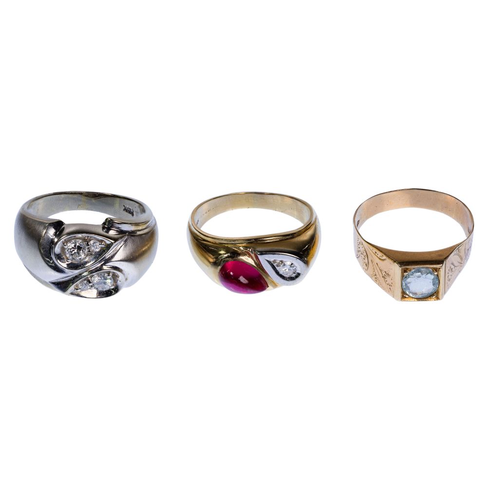 Appraisal: K GOLD AND GEMSTONE RING ASSORTMENT rings including white gold