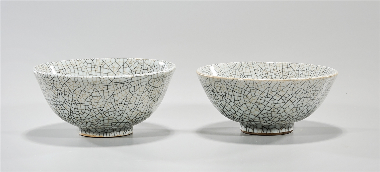 Appraisal: Two Chinese crackle glazed porcelain bowls x each approx Condition