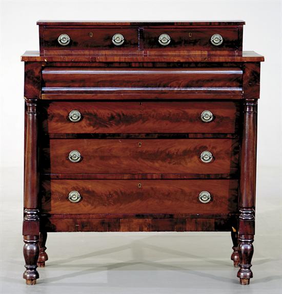 Appraisal: American Empire mahogany chest of drawers circa superstructure of small