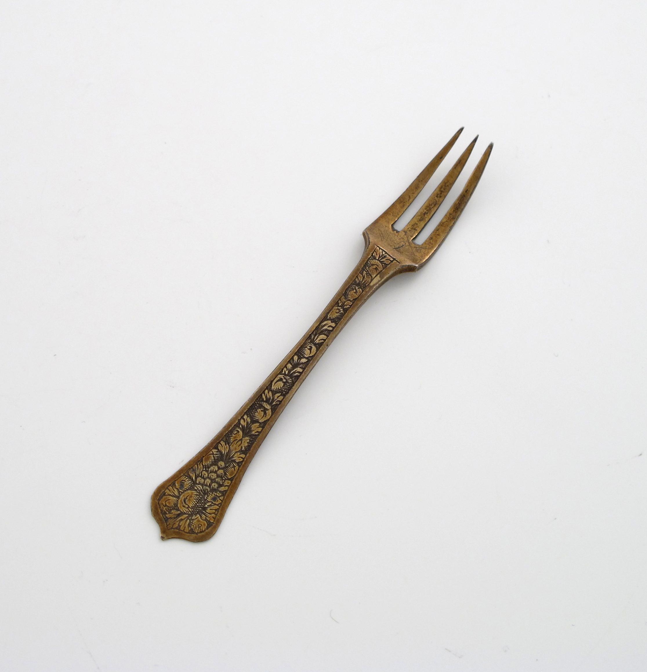 Appraisal: A late th early th century silver-gilt sweet meat fork