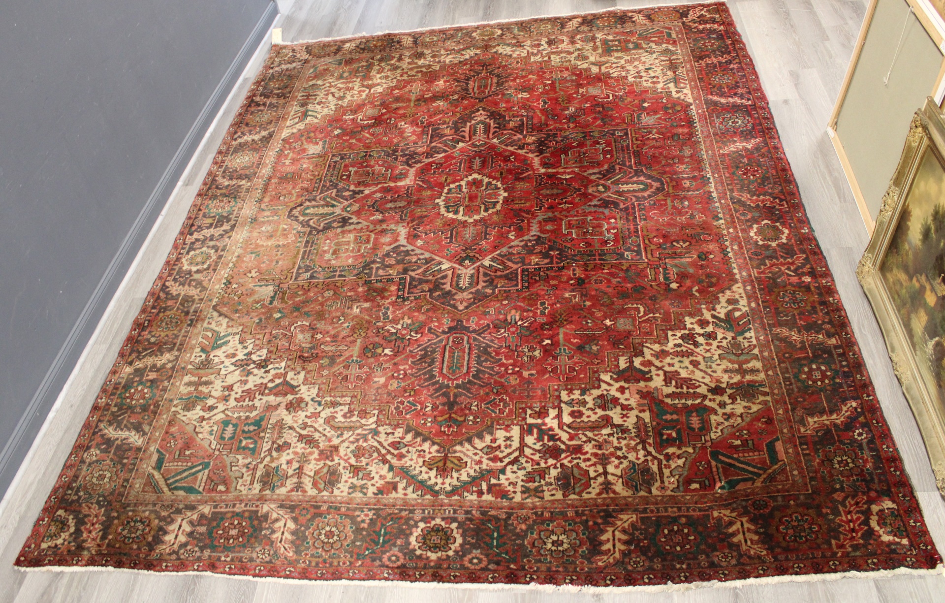 Appraisal: VINTAGE FINELY HAND WOVEN HERIZ CARPET Good large size great