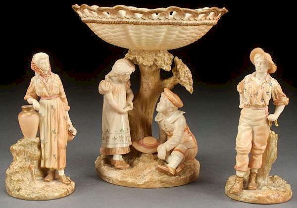 Appraisal: ROYAL WORCESTER PORCELAIN FIGURES A THREE PIECE GROUP OF ROYAL