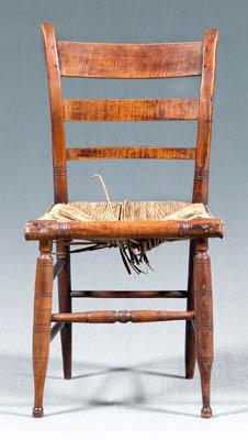 Appraisal: Curly maple American chair turned and bentwood stiles with ringed