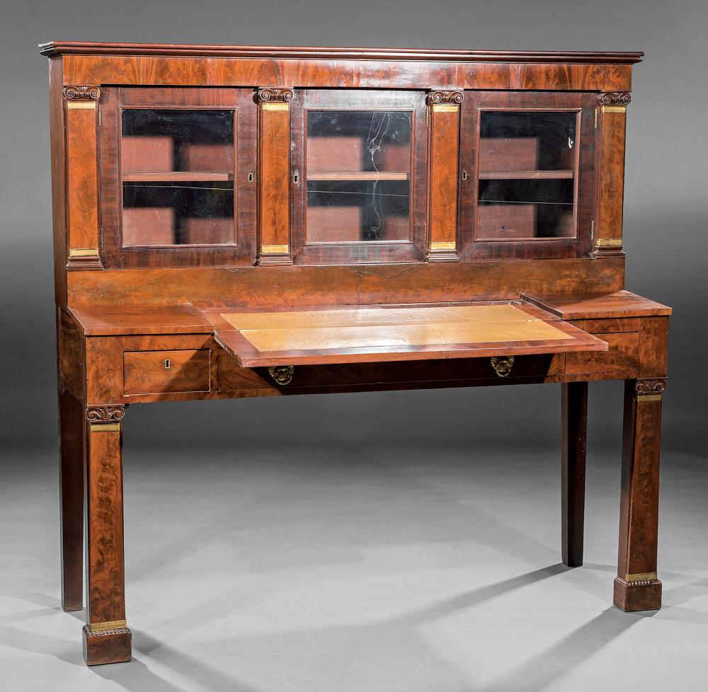 Appraisal: Rare American Classical Bronze-Mounted Carved Mahogany Library Desk early th