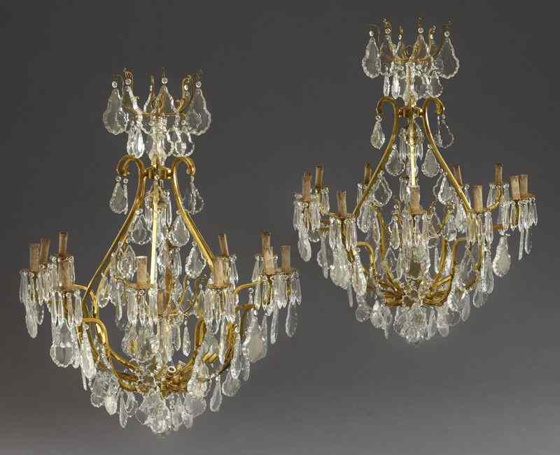 Appraisal: Pr Louis XV style dore bronze and crystal light chandelier