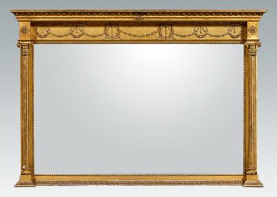 Appraisal: Neoclassical overmantle mirror carved and gilt wood and composition frieze