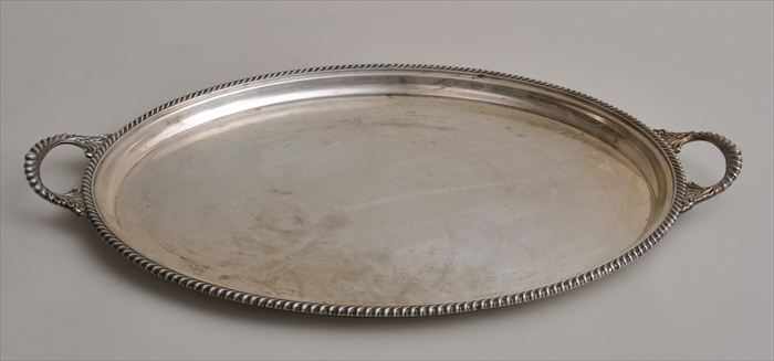 Appraisal: GORHAM SILVER OVAL TWO-HANDLED TRAY Marked for with gadrooned rim