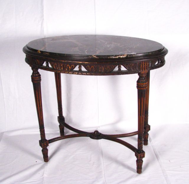 Appraisal: French style marble top oval table Louis XVI style with