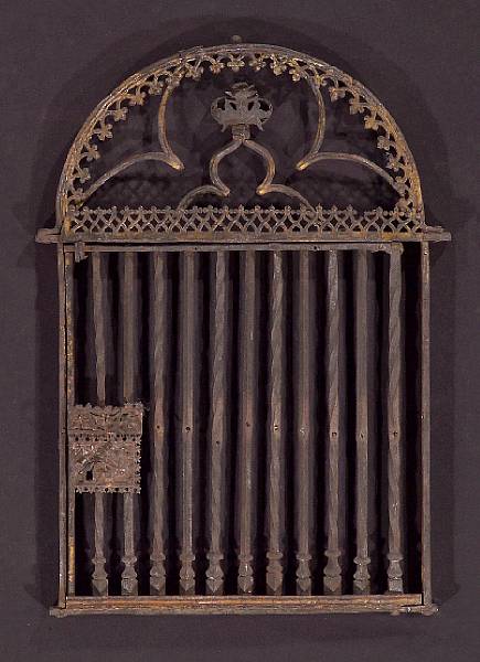 Appraisal: A French iron window grille th th century The hinged