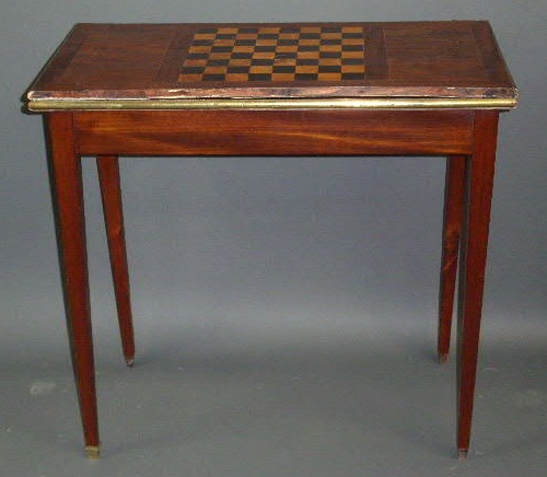 Appraisal: George III mahogany flip-top gaming table h top x