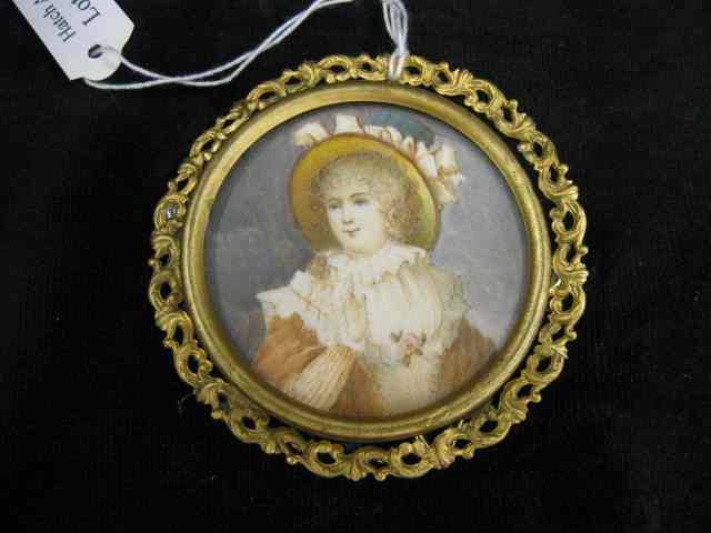 Appraisal: Miniature Portrait Painting on Ivoryof young lady with bonnet ''