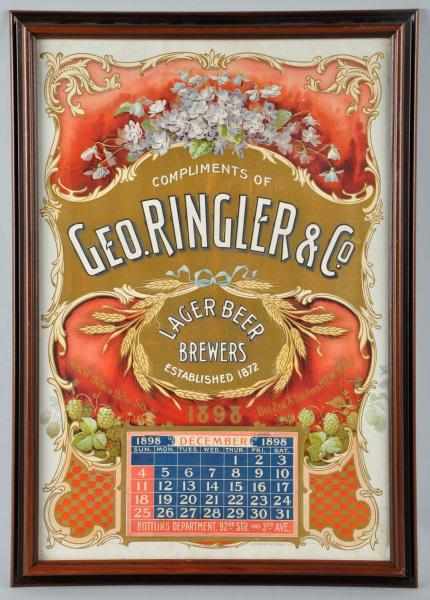 Appraisal: Geo Ringler Co Beer Brewers Calendar Description Rare Established in