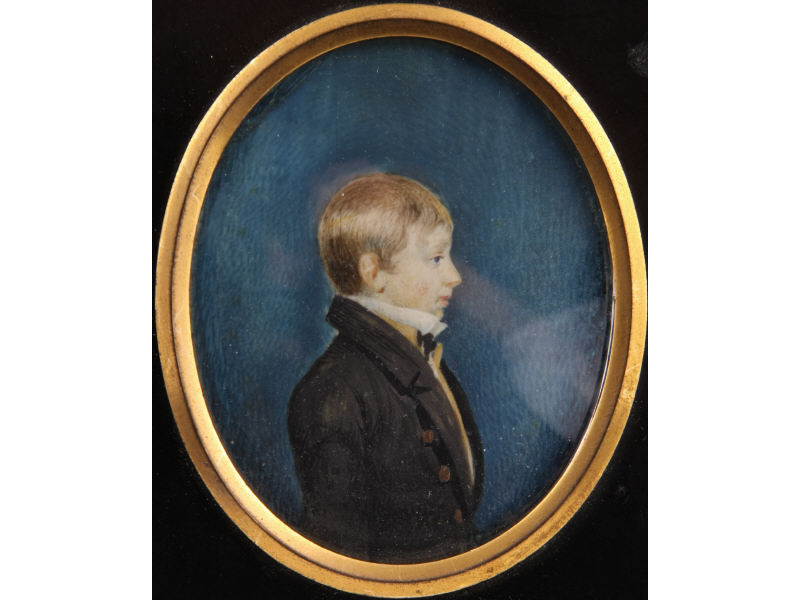 Appraisal: American School Portrait Miniature of Young Boy ca s depicts