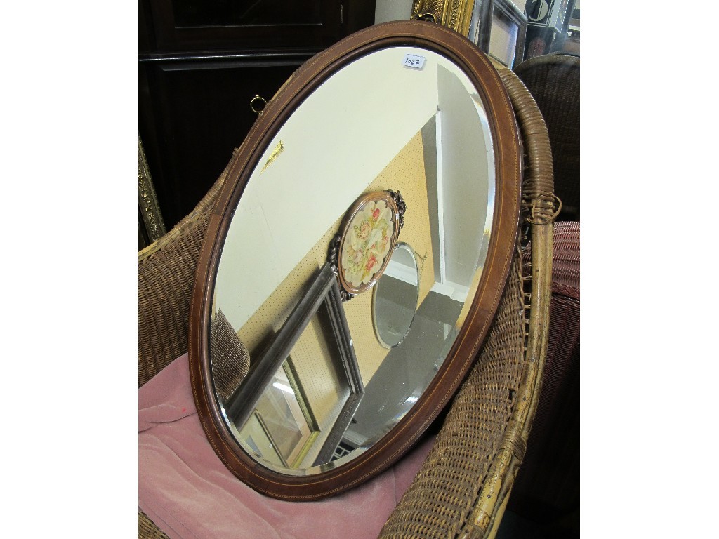 Appraisal: Edwardian mahogany inlaid oval wall mirror