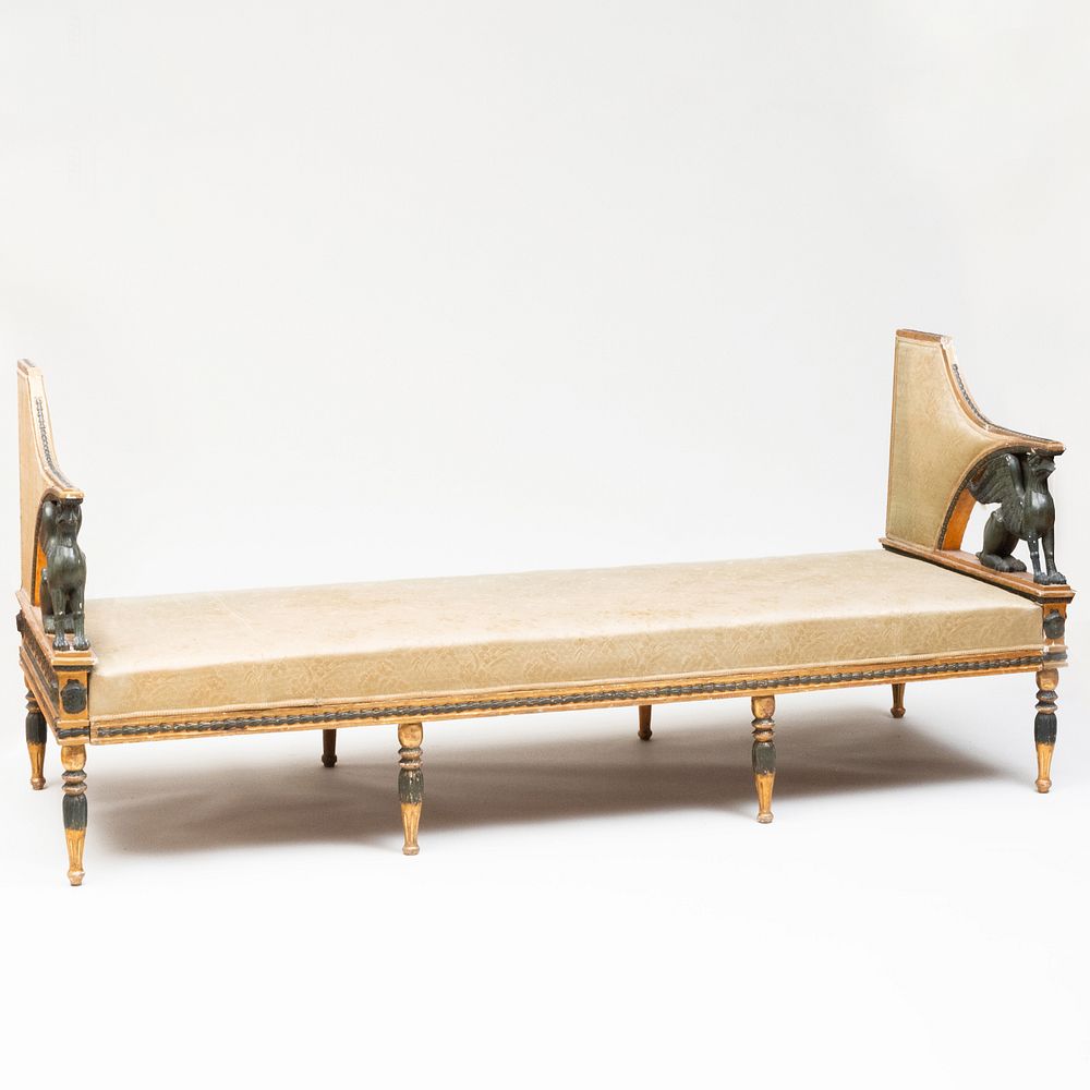 Appraisal: Swedish Neoclassical Painted and Parcel-Gilt Partial Settee Attributed to Ephraim