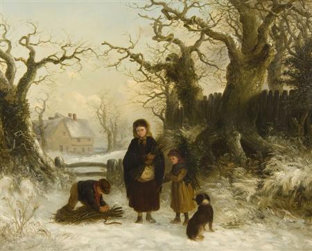 Appraisal: THOMAS SMYTHE - GATHERING HOLLY Signed oil on canvas cm