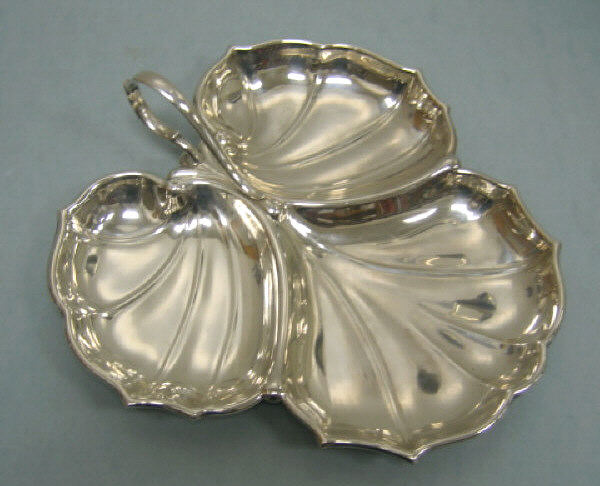 Appraisal: AMERICAN STERLING SILVER DISH of leaf-form in three sections with