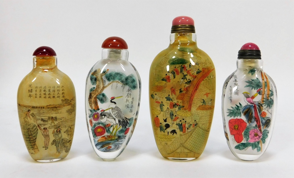 Appraisal: PC CHINESE PAINTED SNUFF BOTTLES China th CenturyLot includes one