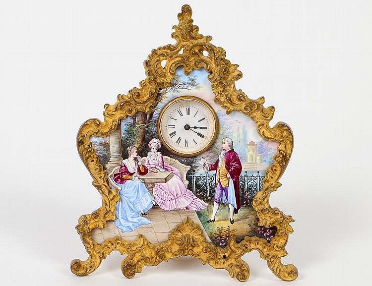 Appraisal: GILT BRONZE AND VIENNA ENAMEL CLOCK SURROUNDLate th Century Appears