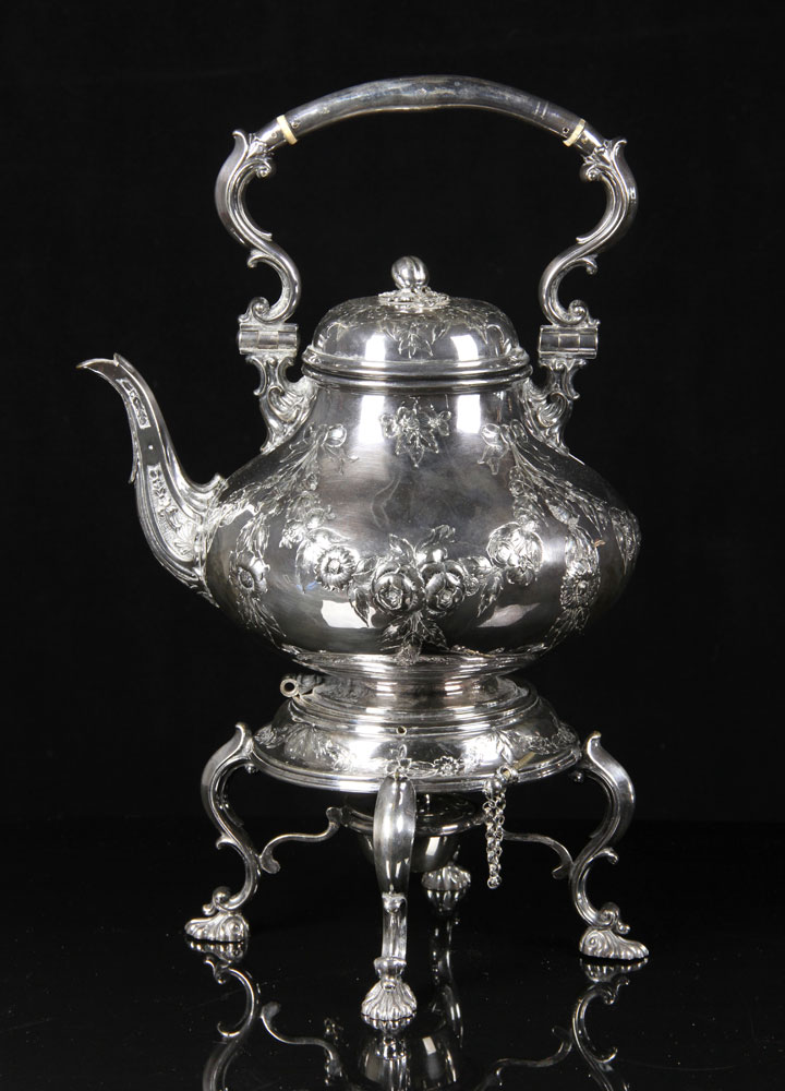 Appraisal: - Elkington Silver Teapot and Warmer Elkington teapot and warmer