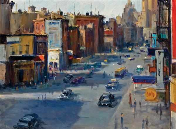 Appraisal: ALFRED MIRA American - ''Seventh Avenue Greenwich Village'' oil on