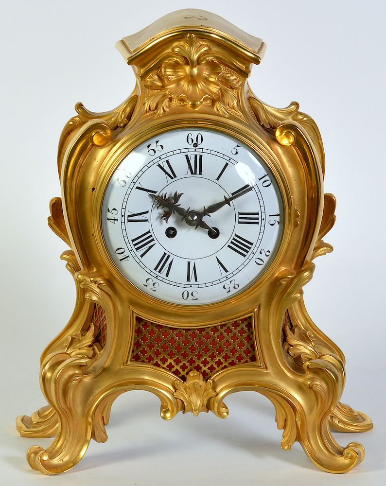 Appraisal: French Dore Bronze Bracket Mantle Clock French dore bronze bracket