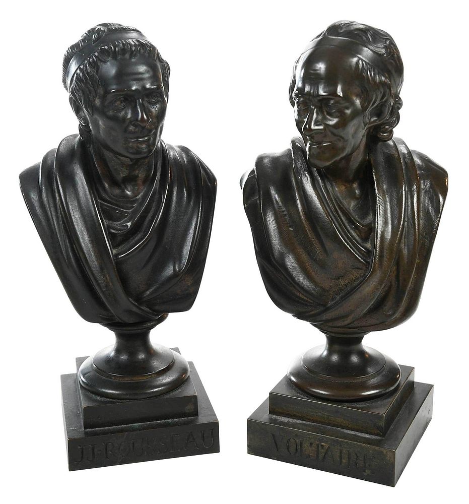 Appraisal: After Jean Antoine Houdon French - A pair Voltaire and