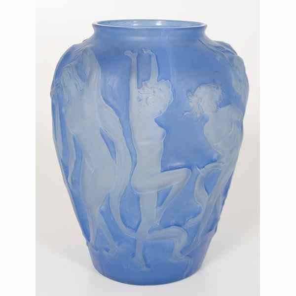 Appraisal: Phoenix Dancing Nudes Glass Vase A art glass vase with