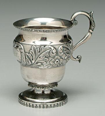 Appraisal: Coin silver mug round shaped body flared rim acanthus and