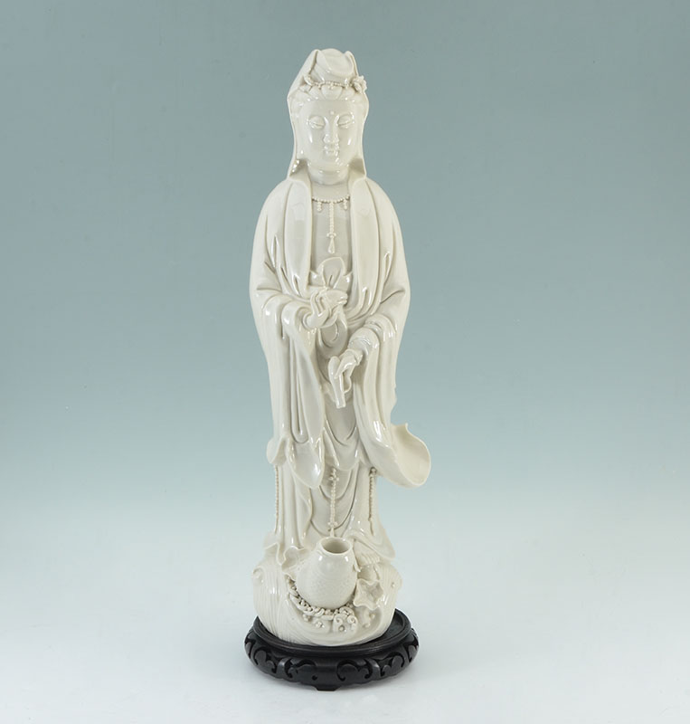 Appraisal: BLANC DE CHINE GUAN YIN DRIP FOUNTAIN White porcelain figure