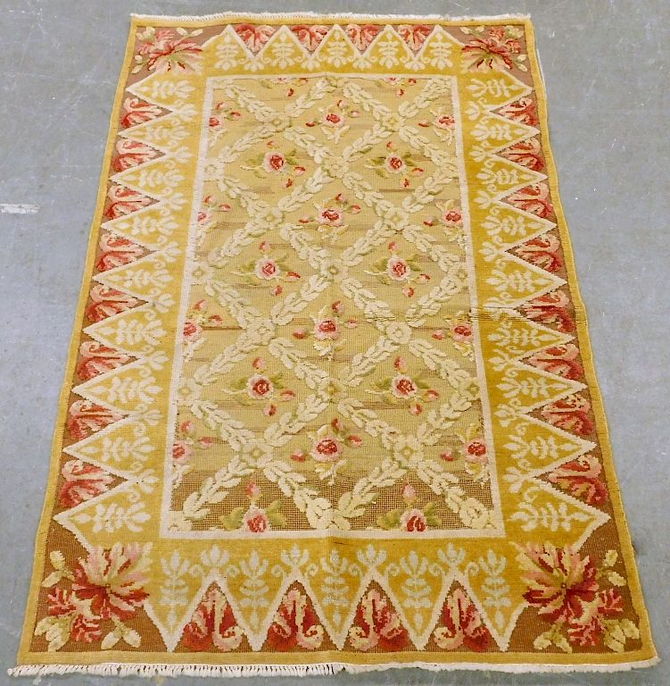 Appraisal: Contemporary Romanian Floral Carpet Rug Romania th Century Lattice and