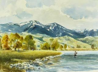 Appraisal: Francis Golden - Fly Fishing Scene signed Francis Golden lower