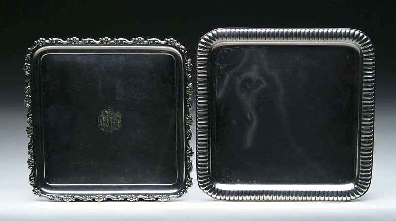 Appraisal: TWO SQUARE SILVER PLATED TRAYS BY TIFFANY COMPANY - with