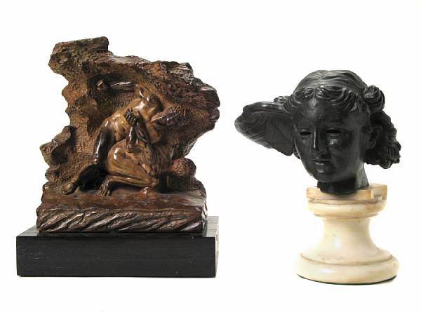 Appraisal: A bronze bust of Mercury after the antique raised on