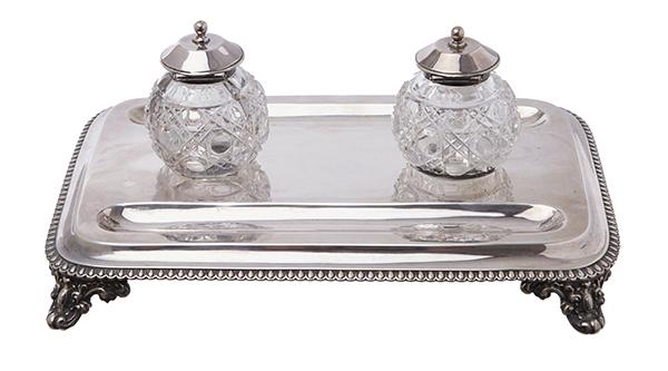 Appraisal: A VICTORIAN SILVER INK STAND BY THOMAS SMILEY LONDON With