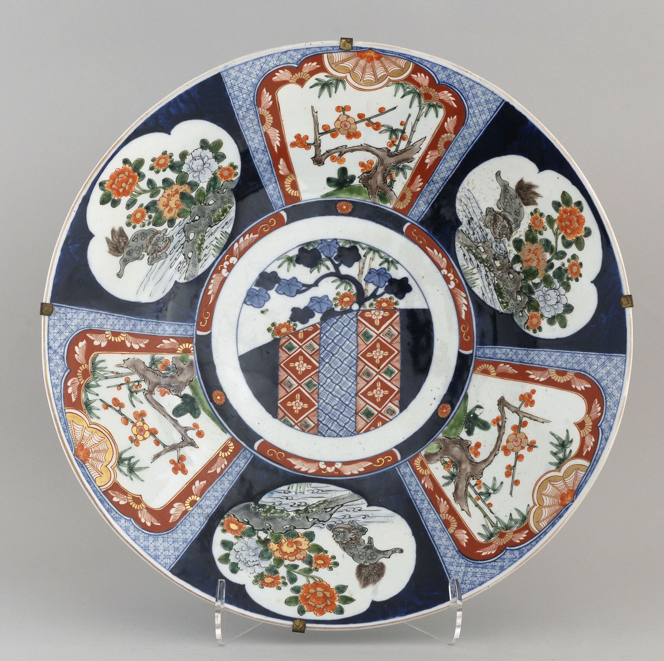 Appraisal: IMARI PORCELAIN CHARGER Meiji PeriodWith brocade and maple leaf center