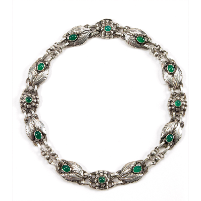 Appraisal: Georg Jensen necklace c - sterling with green stones GI