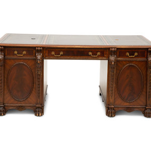 Appraisal: A George III Style Flame Mahogany Partners Desk th Century