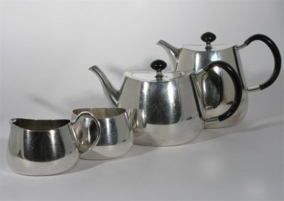 Appraisal: An Elkington Pride electroplated four piece tea set designed by